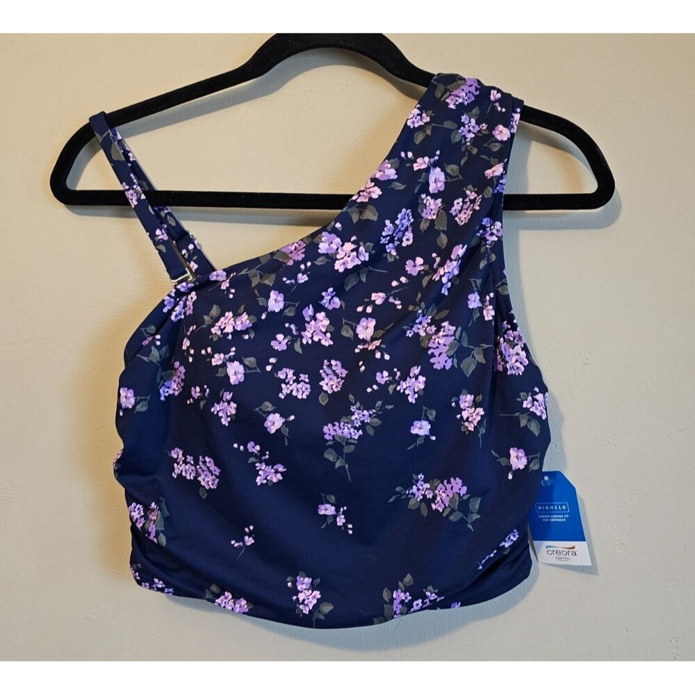 LANDS’ END sz 8 chlorine res High neck One Shoulder Multi Way Floral Tankini Top